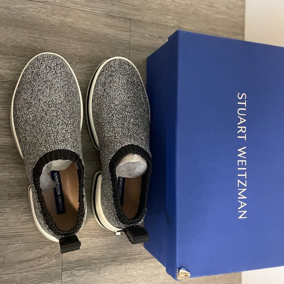 Stuart Weitzman silver sparkly slip on sneaker - Picture 5 of 5